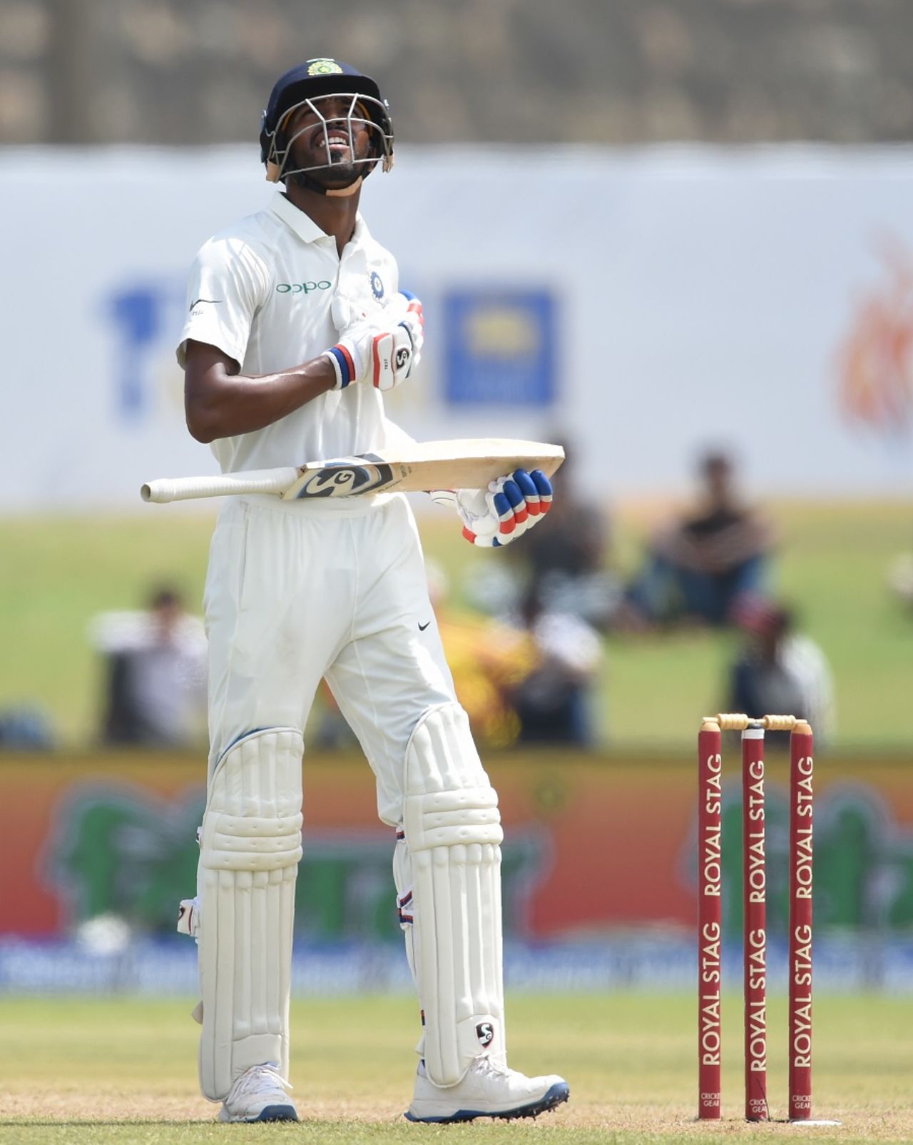 Hardik Pandya looks up to the heavens after making a fifty on debut, Sri Lanka v India, 1st Test, Galle, 2nd day, July 27, 2017