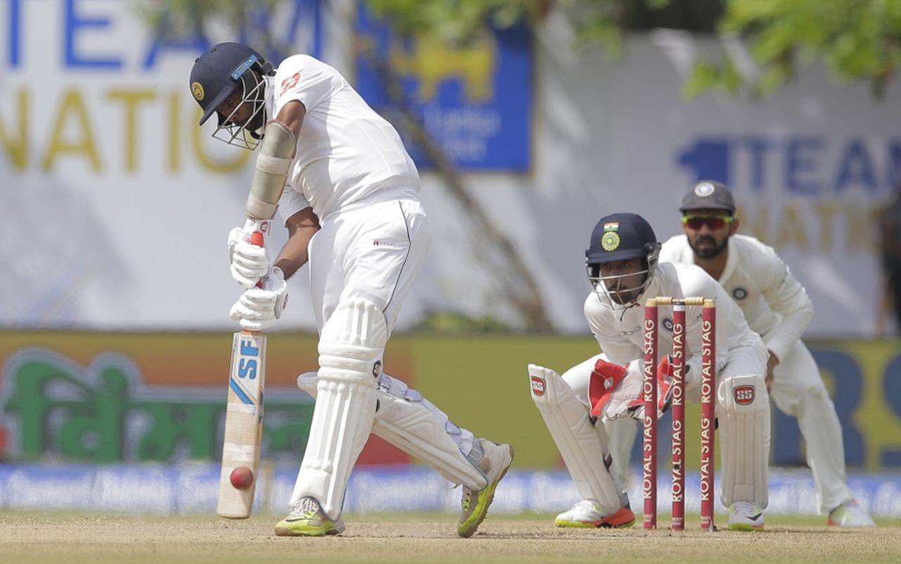 Dilruwan steps out and drives, Sri Lanka v India, 1st Test, Galle, 3rd day, July 28, 2017