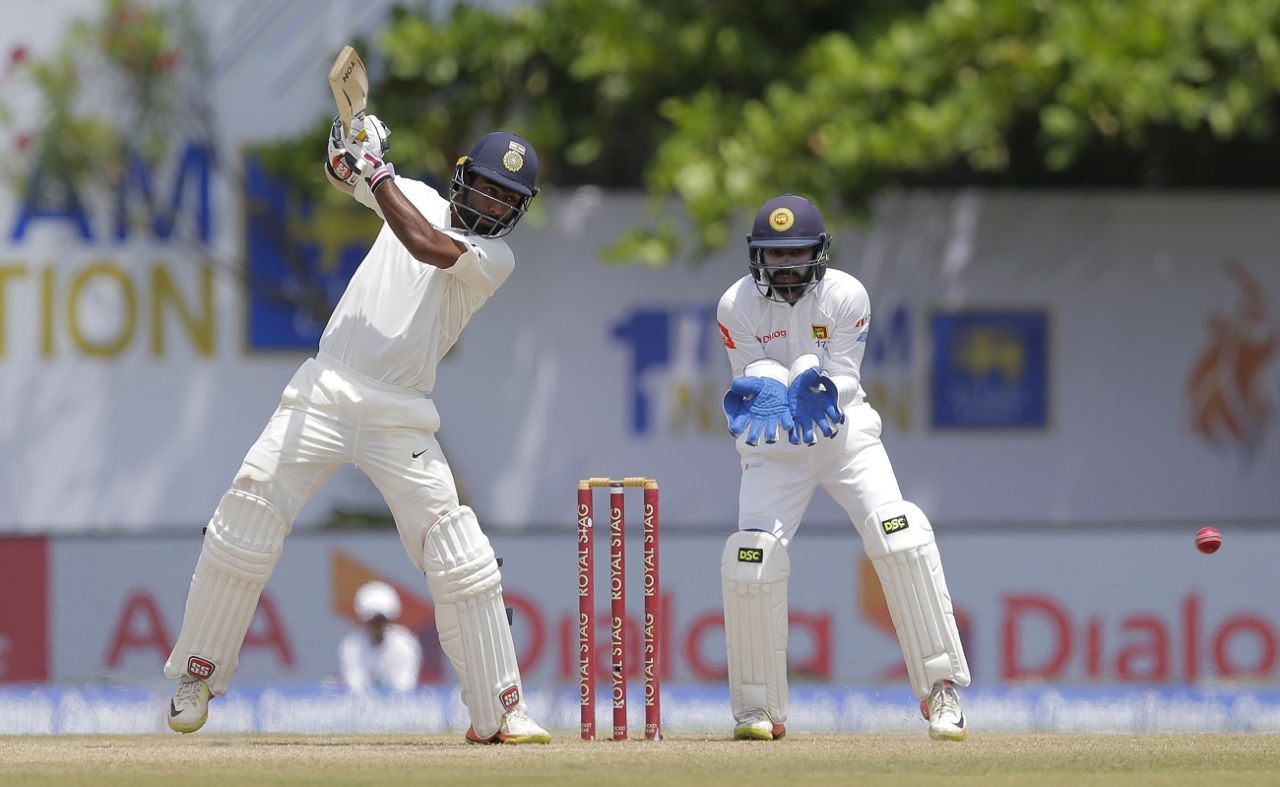 Abhinav Mukund profited from the cut shot, Sri Lanka v India, 1st Test, Galle, 3rd day, July 28, 2017