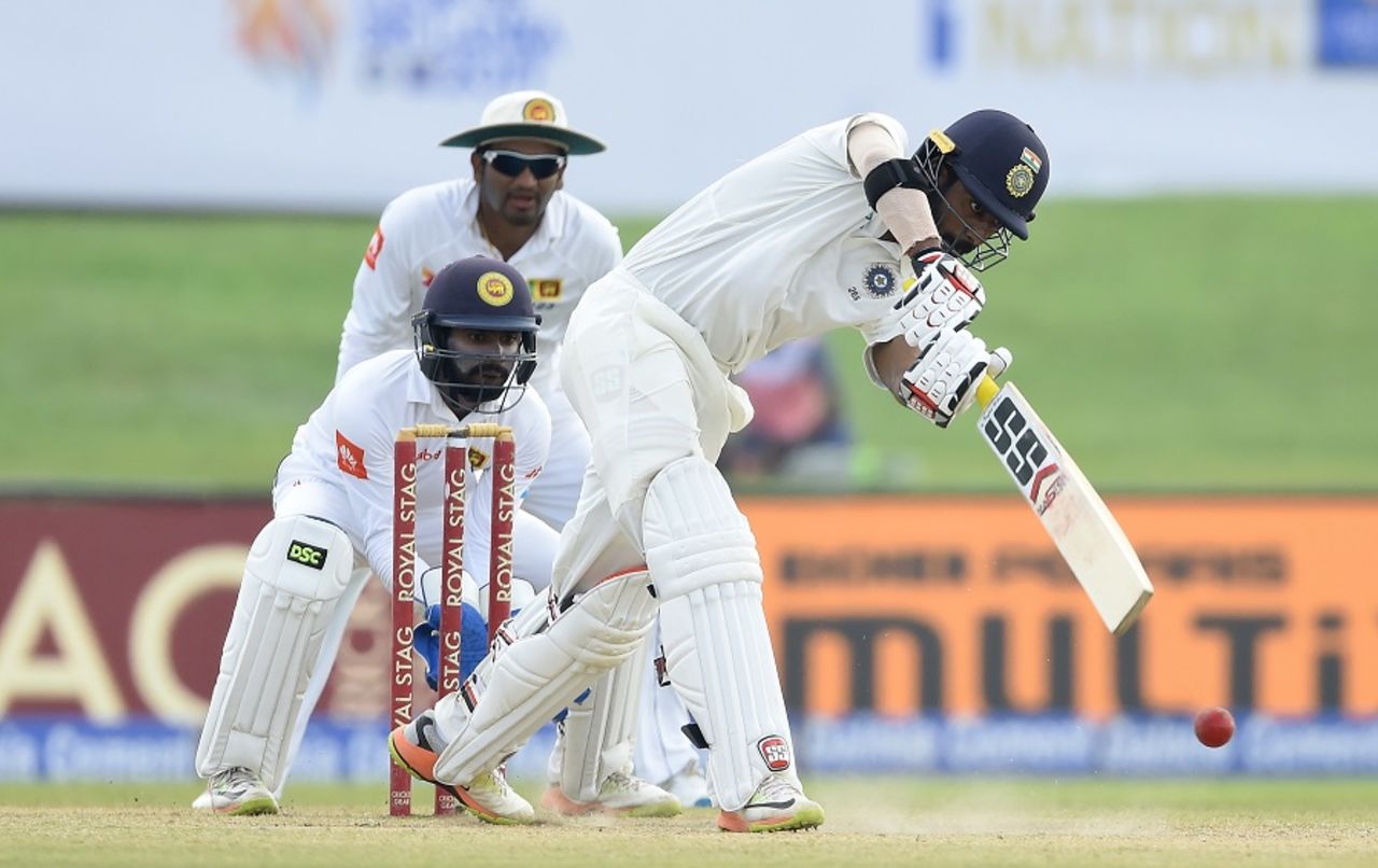 Abhinav Mukund hits down the ground, Sri Lanka v India, 1st Test, Galle, 3rd day, July 28, 2017