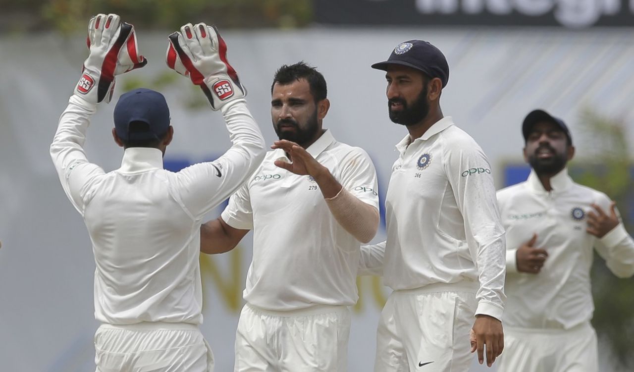 Mohammed Shami bowled Upul Tharanga with one that seamed in, Sri Lanka v India, 1st Test, Galle, 4th day, July 29, 2017