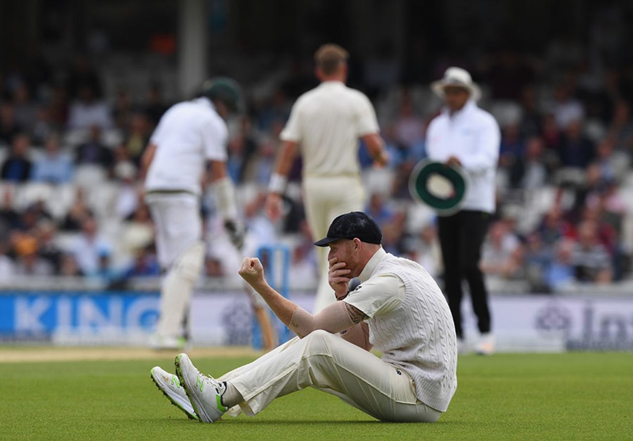 Ben Stokes couldn't quite hold a tough chance at gully, England v South Africa, 3rd Investec Test, The Oval, 3rd day, July 29, 2017