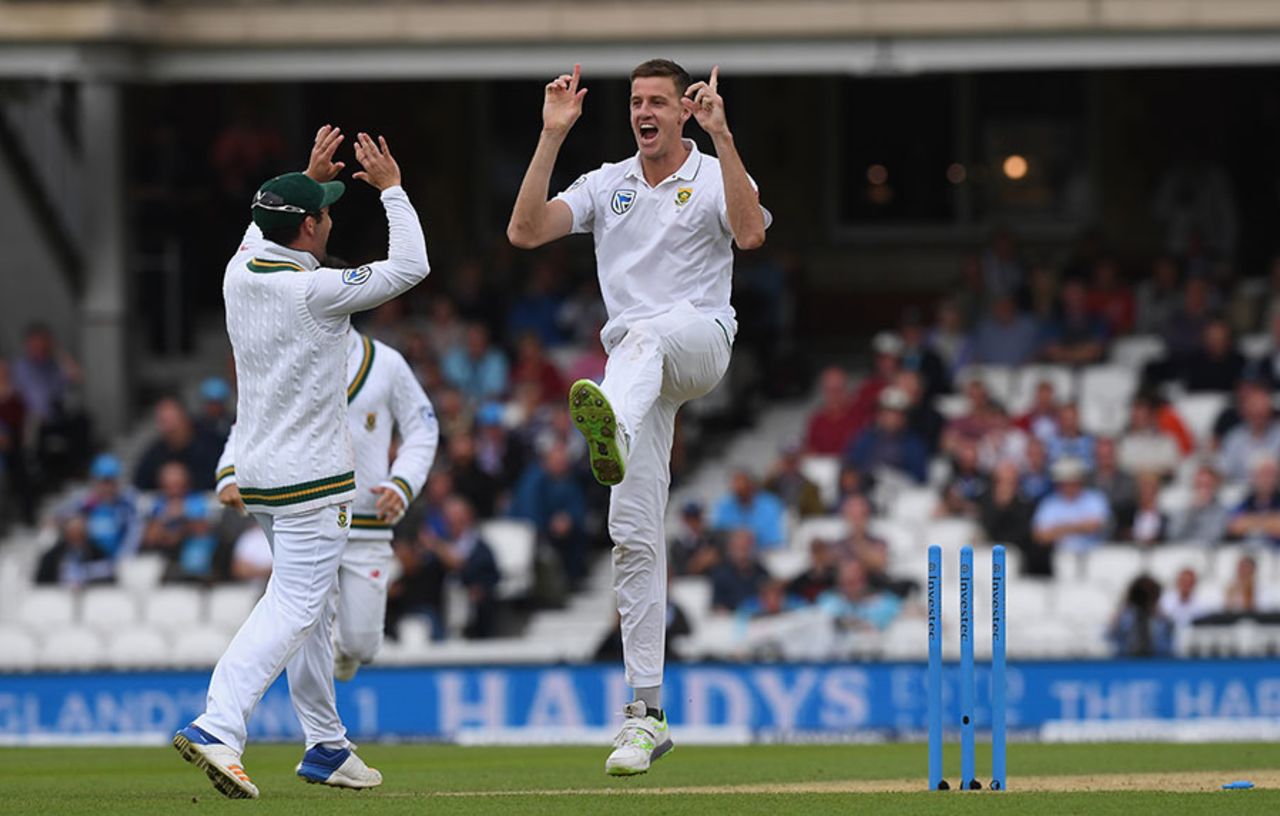 Morne Morkel was rightly thrilled with his ball to remove Alastair Cook, England v South Africa, 3rd Investec Test, The Oval, 3rd day, July 29, 2017