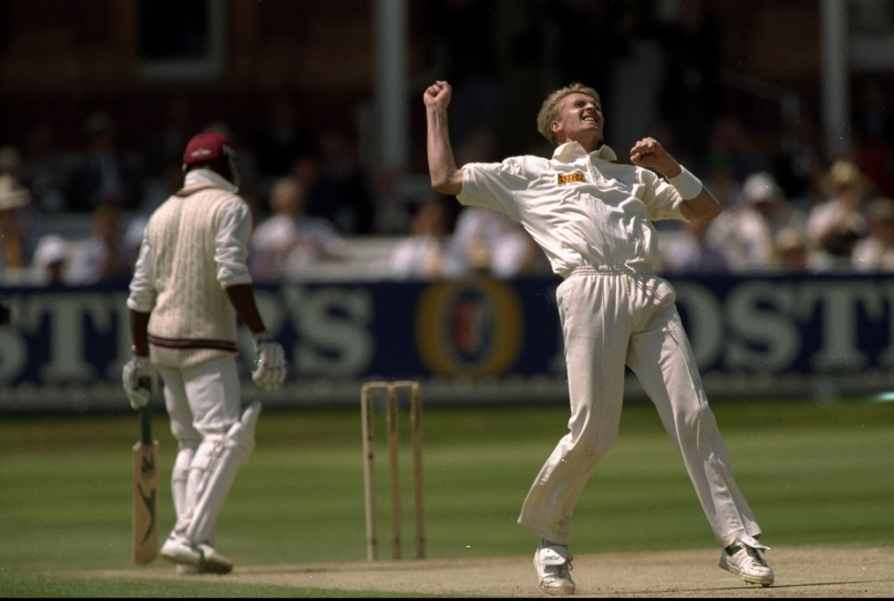 Dominic Cork ripped through West Indies in the second innings, England v West Indies, 2nd Test, Lord's, 5th day, June 26, 1995