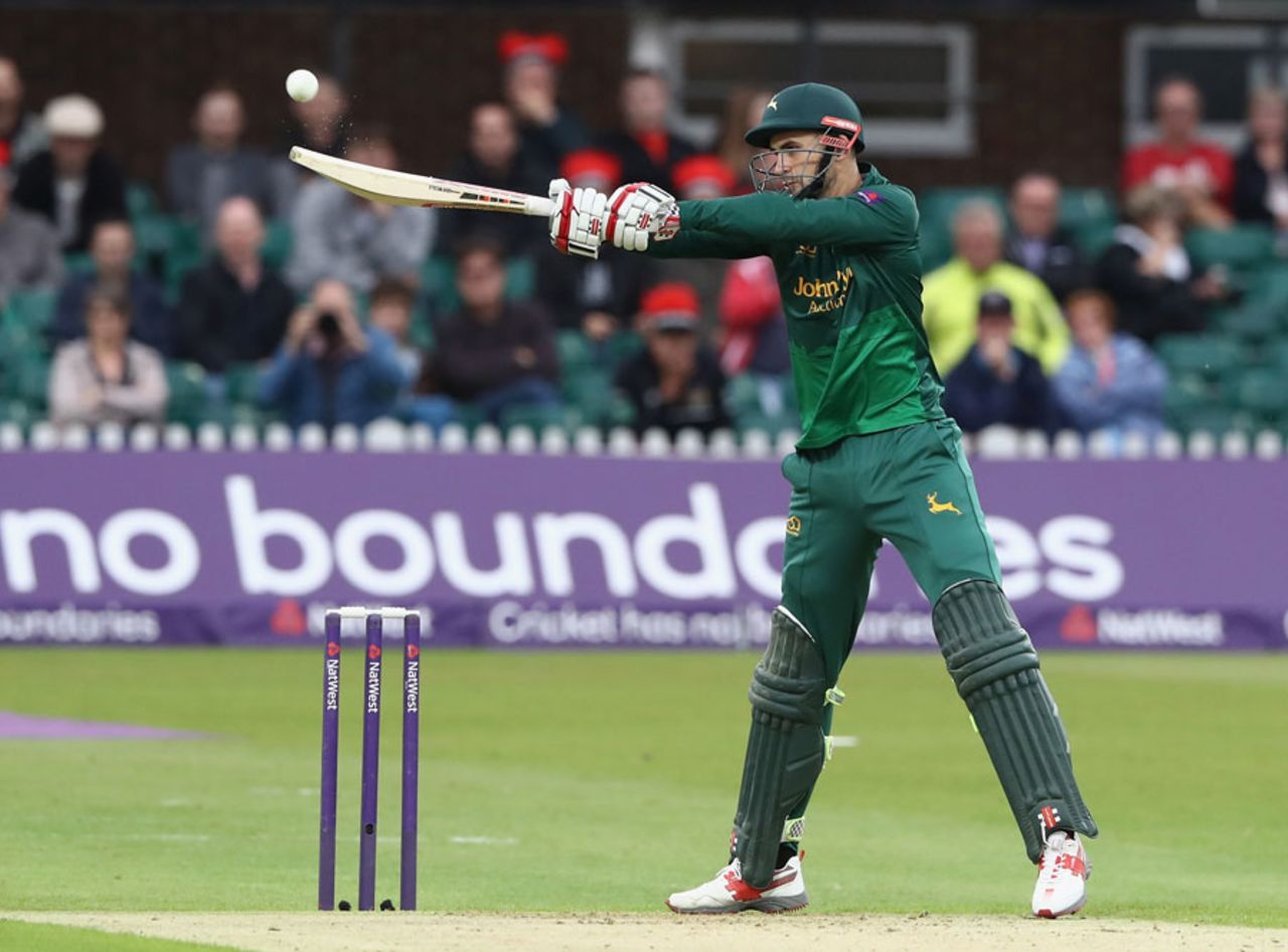 Alex Hales frees his arms over the off side, Leicestershire v Nottinghamshire, NatWest T20 Blast, North Group, Grace Road, August 2, 2017