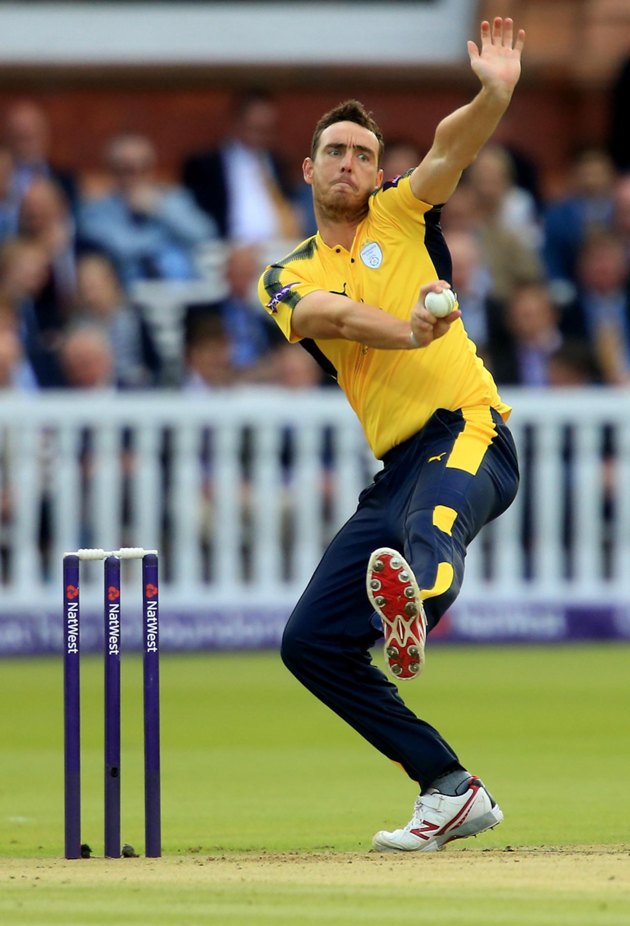 Kyle Abbott kept Middlesex in check with three wickets, Middlesex v Hampshire, NatWest Blast, South Group, August 3, 2017
