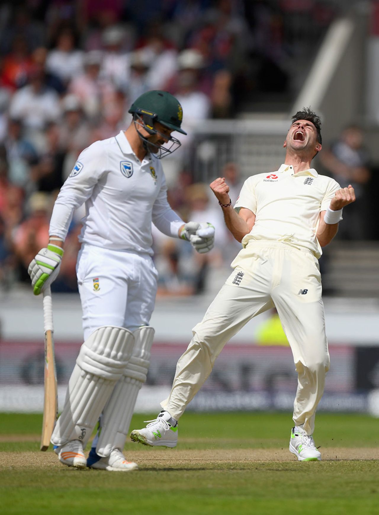 James Anderson struck in his first over from his own end, England v South Africa, 4th Investec Test, Old Trafford, 2nd day, August 5, 2017