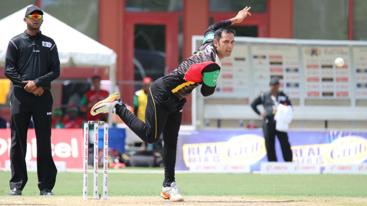 Mohammad Nabi was miserly on Amazon Warriors debut and finished with 0 for 17, Guyana Amazon Warriors v St Kitts and Nevis Patriots, Lauderhill, CPL, August 5, 2017