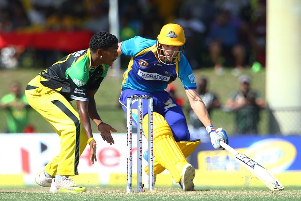 Wayne Parnell tries to make his ground, Barbados Tridents v Jamaica Tallawahs, CPL, Lauderhill, August 5, 2017