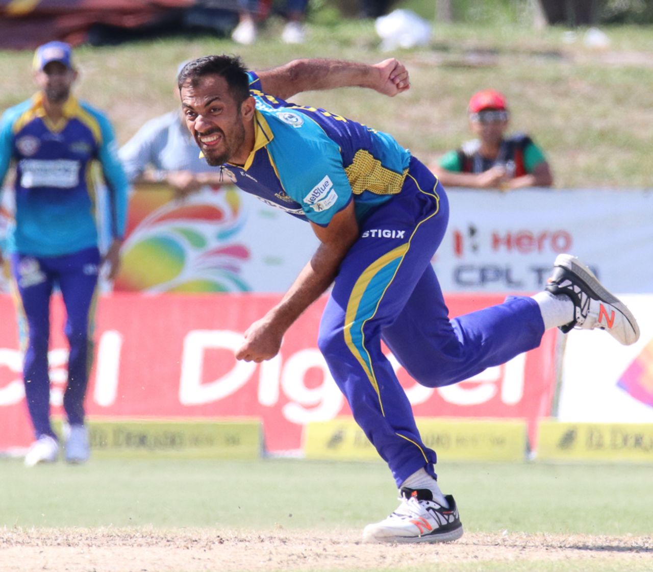Wahab Riaz took 3 for 32 including a triple-wicket maiden in the 11th over, Barbados Tridents v Jamaica Tallawahs, Lauderhill, CPL, August 6, 2017