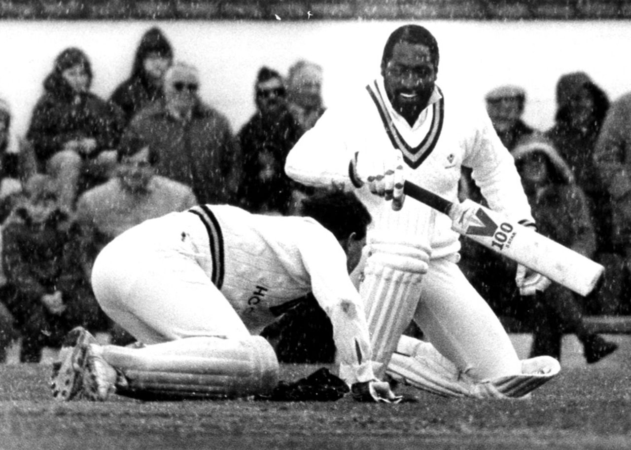 Viv Richards at the crease at Rishton, 1987 