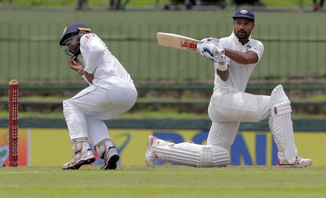 Kusal Mendis ducks in time to evade a Shikhar Dhawan force, Sri Lanka v India, 3rd Test, 1st day, Pallekele, August 12, 2017