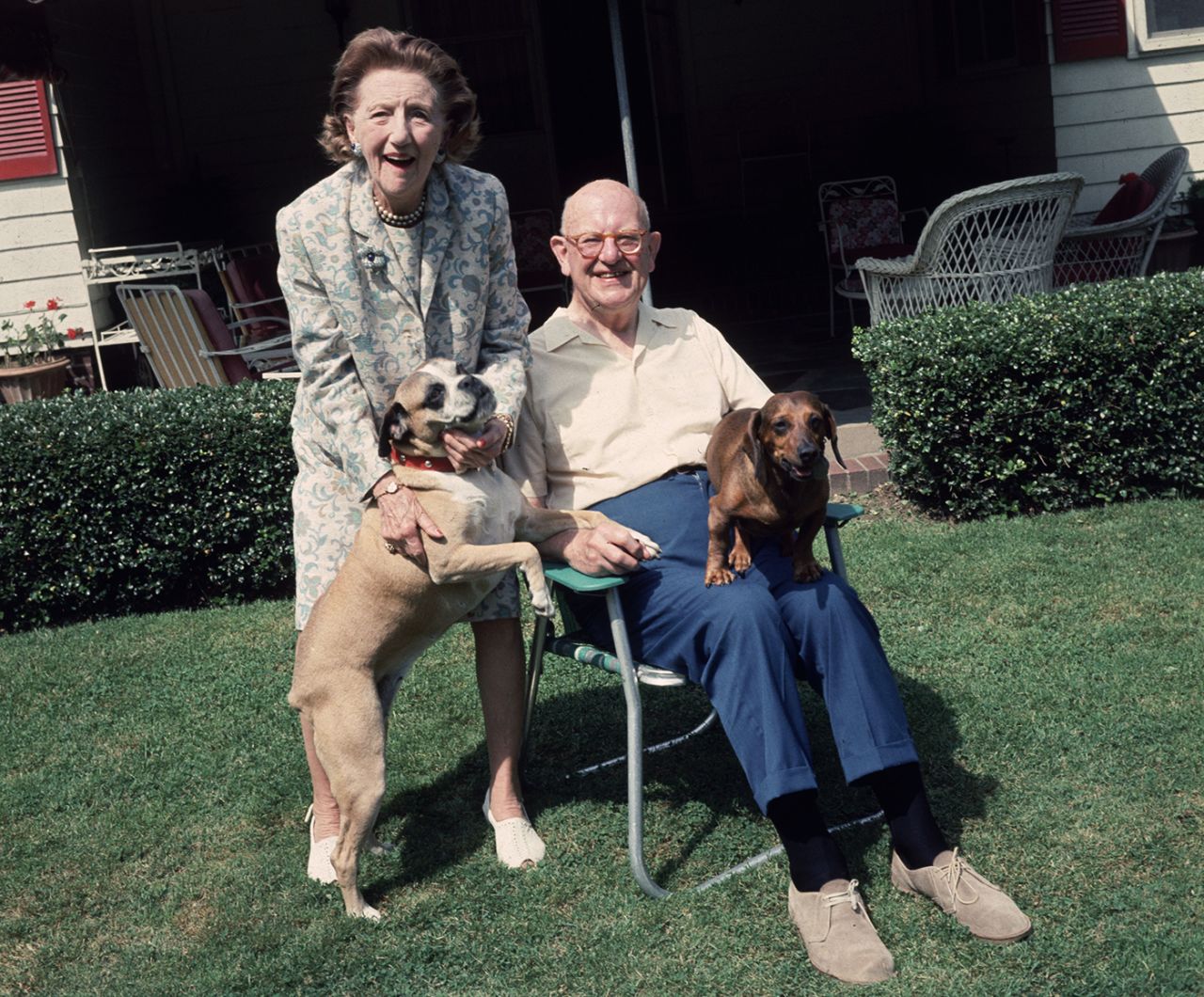 PG Wodehouse with his wife Ethel in New York, August 1, 1968