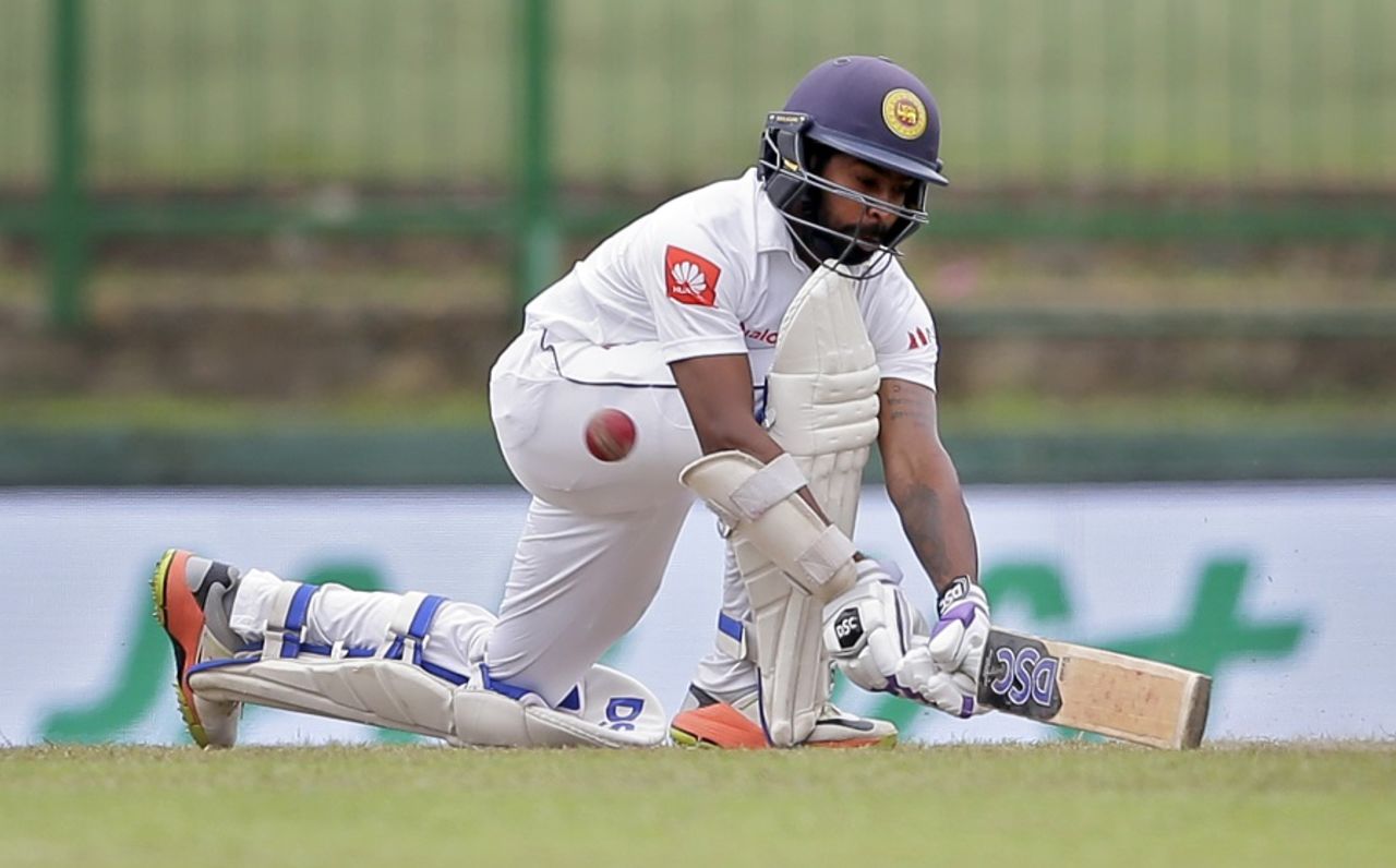Niroshan Dickwella unfurled a variety of sweeps, Sri Lanka v India, 3rd Test, 3rd day, Pallekele, August 14, 2017
