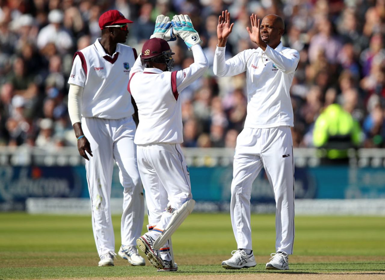 Roston Chase claimed the breakthrough moments before lunch, England v West Indies, 1st Investec Test, Edgbaston, 2nd day, August 18, 2017