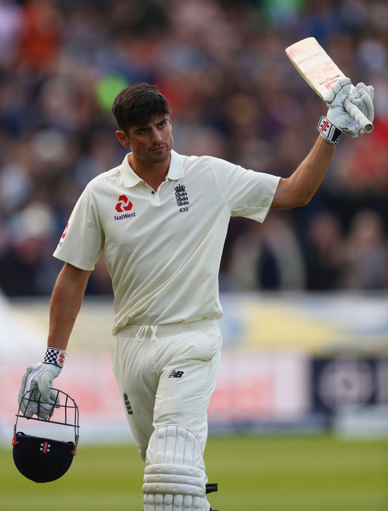 Alastair Cook walks off to an ovation after making 243, England v West Indies, 1st Investec Test, Edgbaston, 2nd day, August 18, 2017
