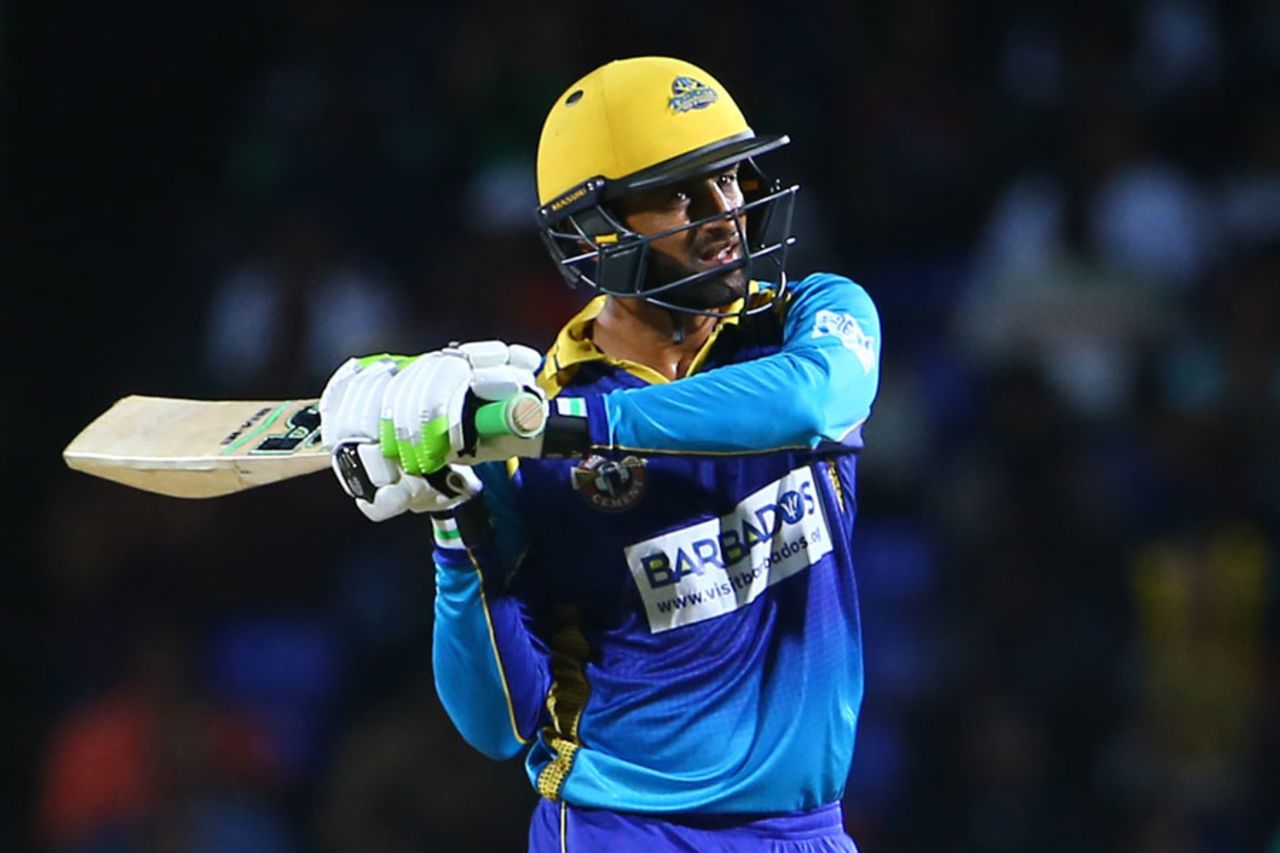 Shoaib Malik smashes the air after being dismissed, St Kitts and Nevis Patriots v Barbados Tridents, CPL 2017, Basseterre, August 18, 2017