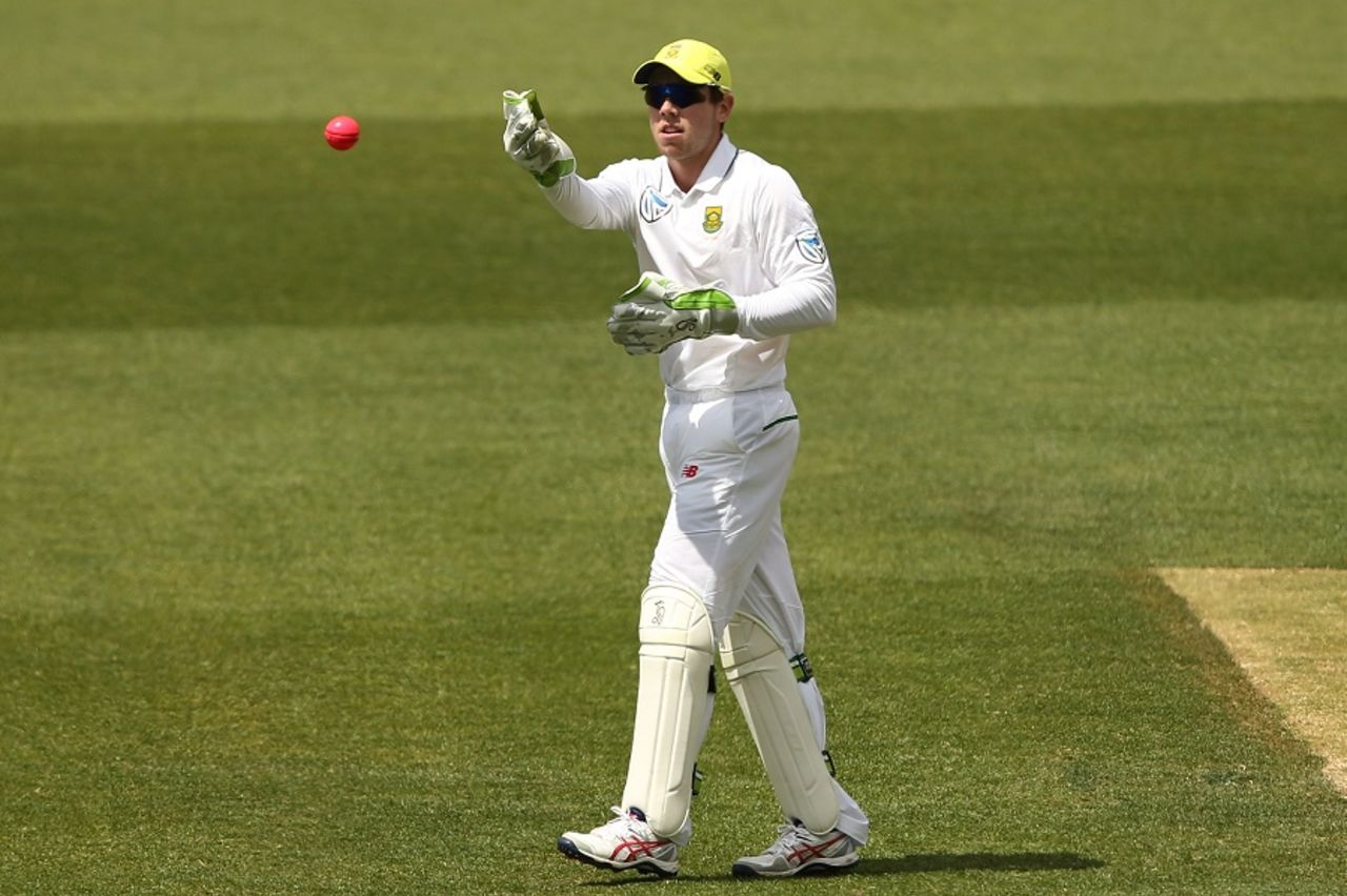 Harry Nielsen standing in as wicketkeeper, Cricket Australia XI v South Africans, Adelaide, October 23, 2017