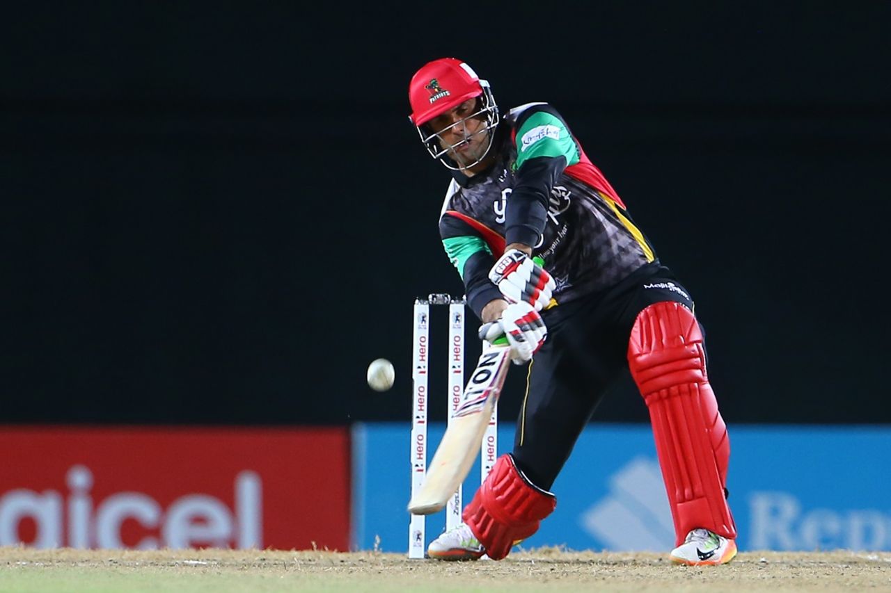 Mohammad Nabi came back with a strike-rate of 241.66 after 12 balls faced, St Kitts & Nevis Patriots v Jamaica Tallawahs, CPL 2017, Basseterre, August 21, 2017