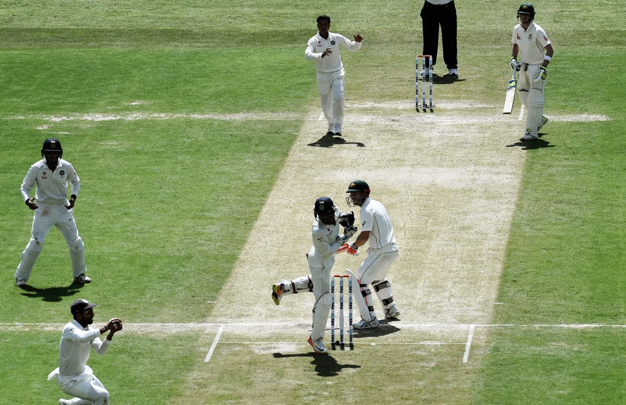 David Warner is caught behind off Kuldeep Yadav, India v Australia, 4th Test, Dharamsala, 1st day, March 25, 2017