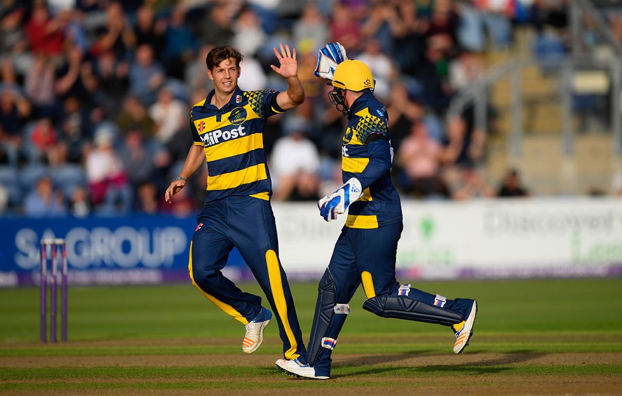 Craig Meschede took out Leicestershire's middle order, Glamorgan v Leicestershire, NatWest T20 Blast, Quarter-final, Cardiff, August 23, 2017