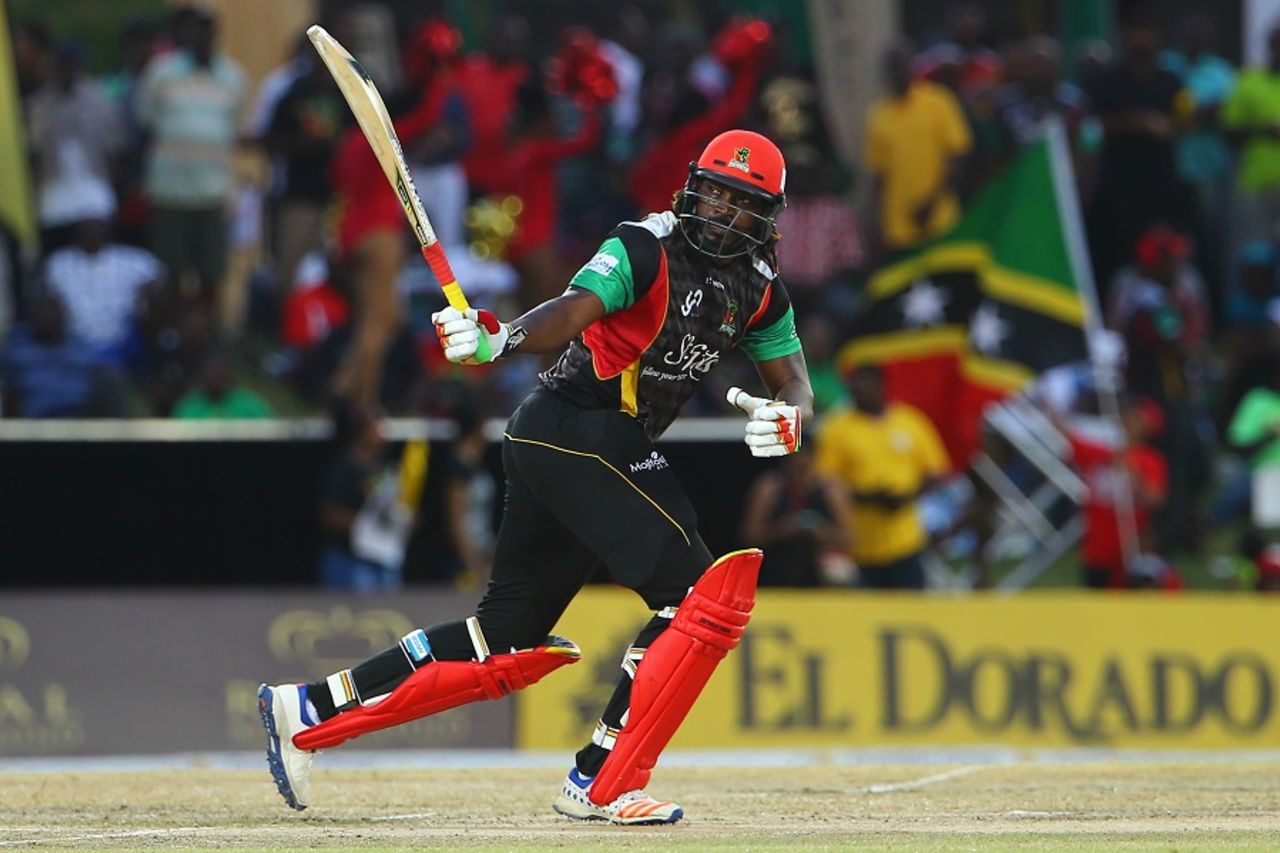 Chris Gayle reached his fifty in 34 balls, St Kitts and Nevis Patriots v Trinbago Knight Riders, CPL 2017, Basseterre, August 23, 2017