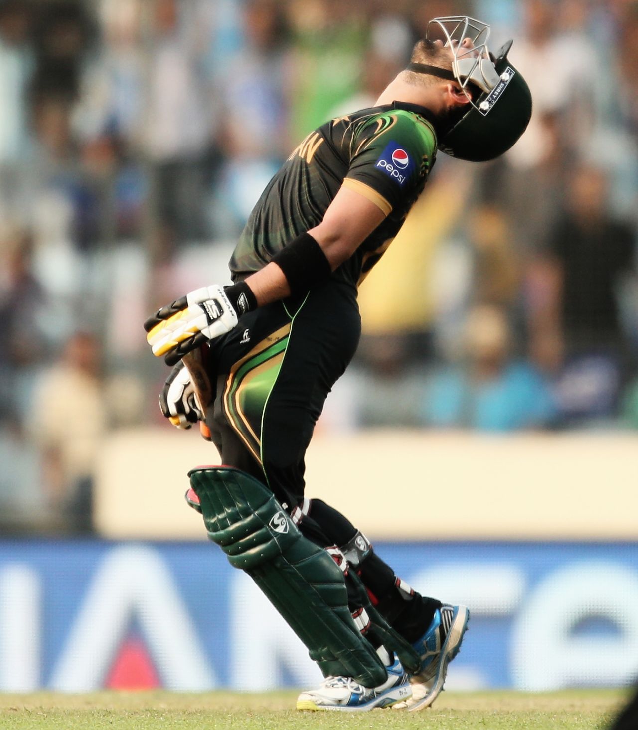 Umar Akmal reacts after being dismissed for 94, Australia v Pakistan, World T20, Group 2, Mirpur, March 23, 2014