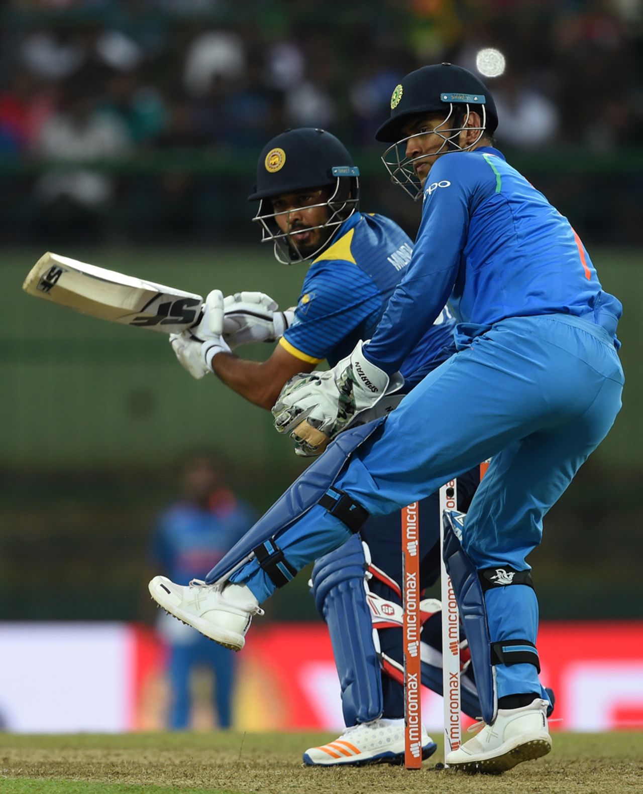 Milinda Siriwardana plays a late cut, Sri Lanka v India, 2nd ODI, Pallekele, August 24, 2017