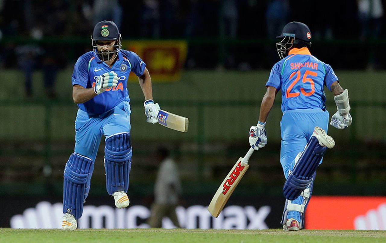 Rohit Sharma and Shikhar Dhawan put up a 109-run partnership, Sri Lanka v India, 2nd ODI, Pallekele, August 24, 2017