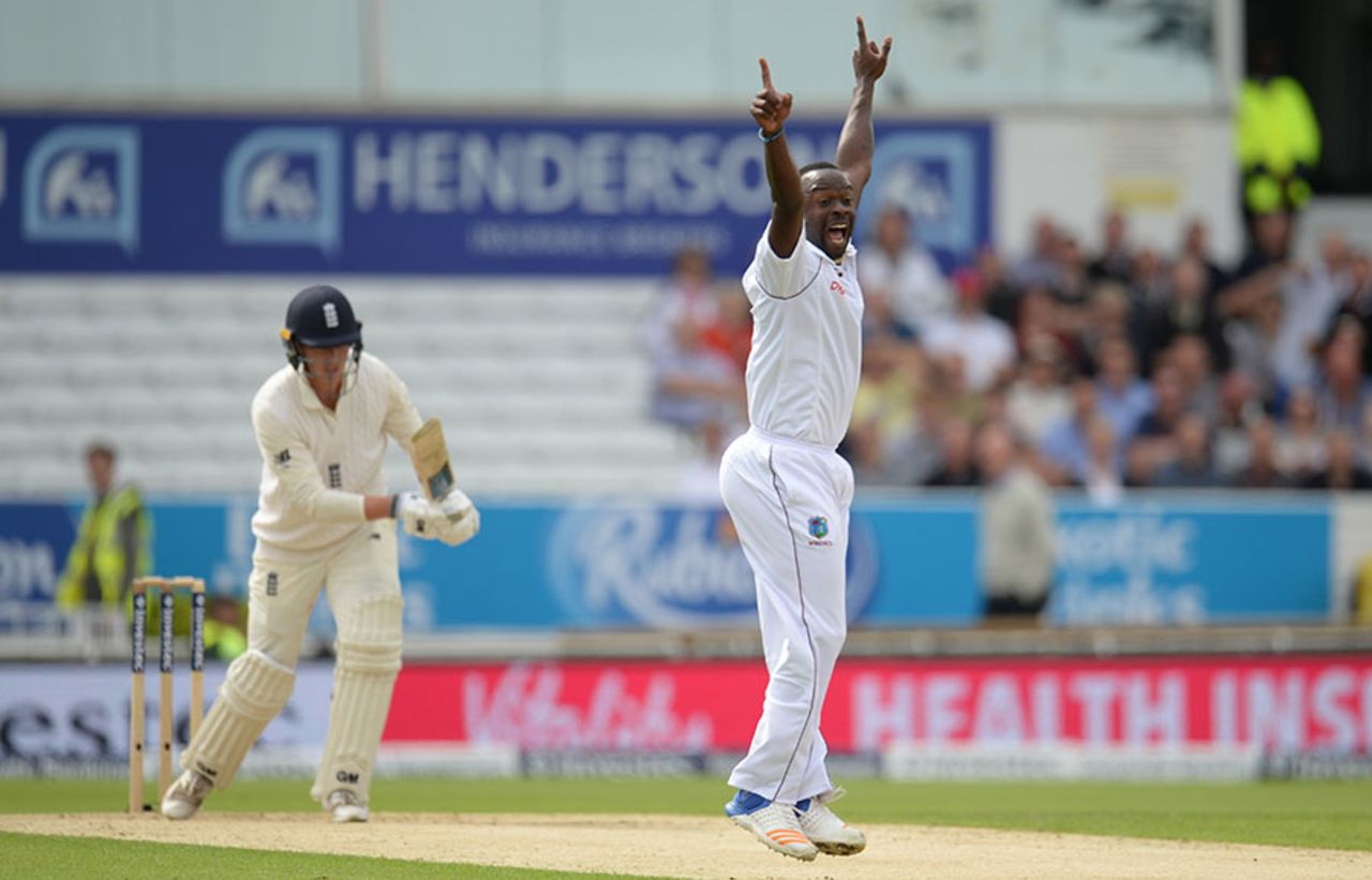 Kemar Roach trapped Tom Westley lbw, England v West Indies, second Investec Test, Headingley, 1st day, August 25, 2017