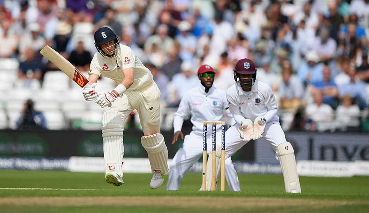 Joe Root clips through the leg side, England v West Indies, 2nd Investec Test, Headingley, 1st day, August 25, 2017