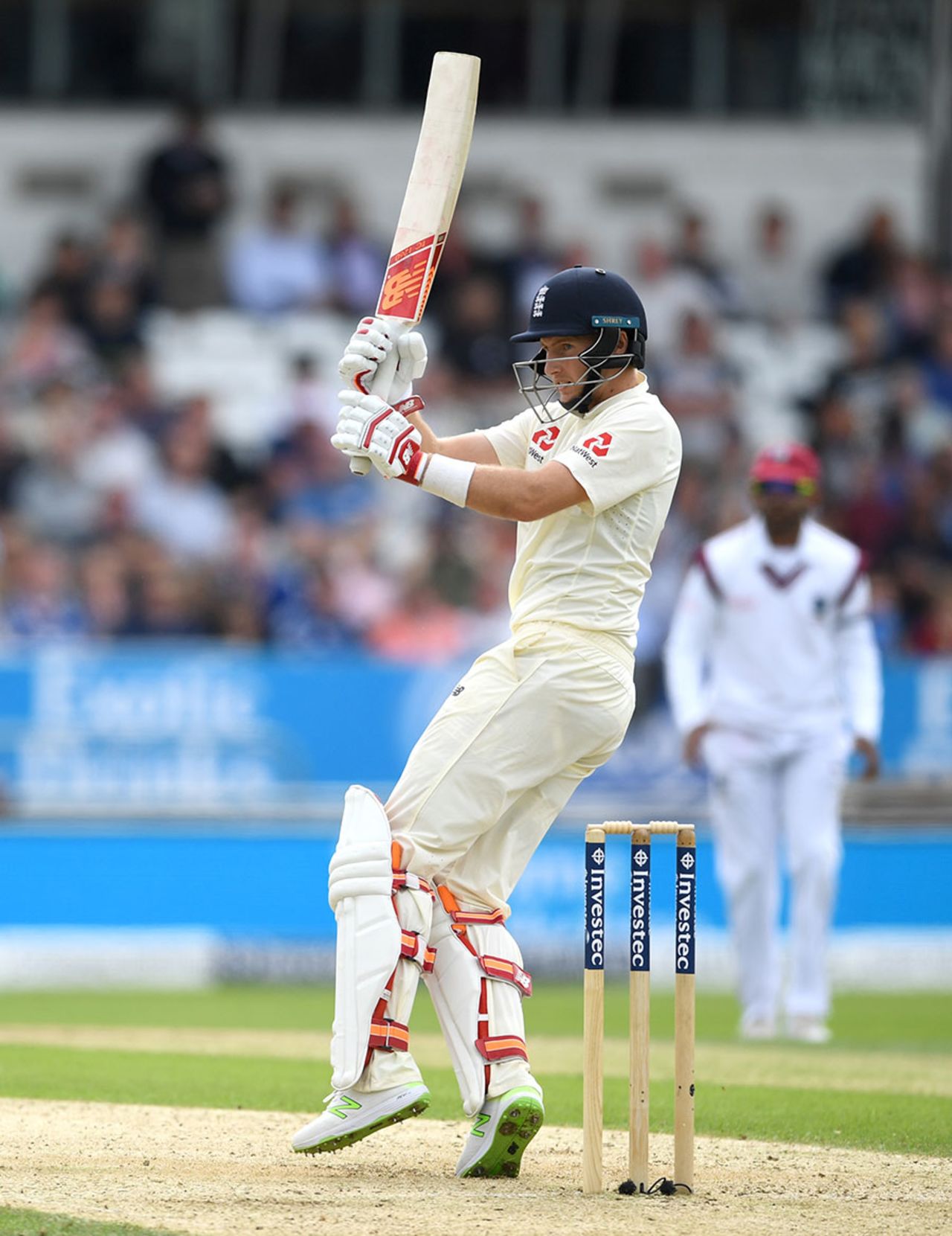 Joe Root pulls during his record-equalling innings, England v West Indies, 2nd Investec Test, Headingley, 1st day, August 25, 2017