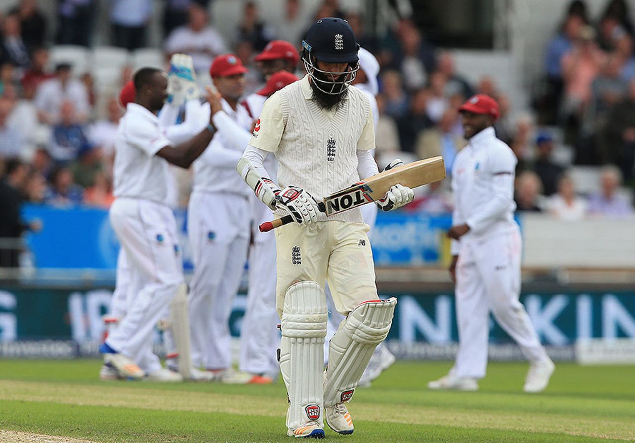 Moeen Ali fell for 22, England v West Indies, 2nd Investec Test, Headingley, 1st day, August 25, 2017
