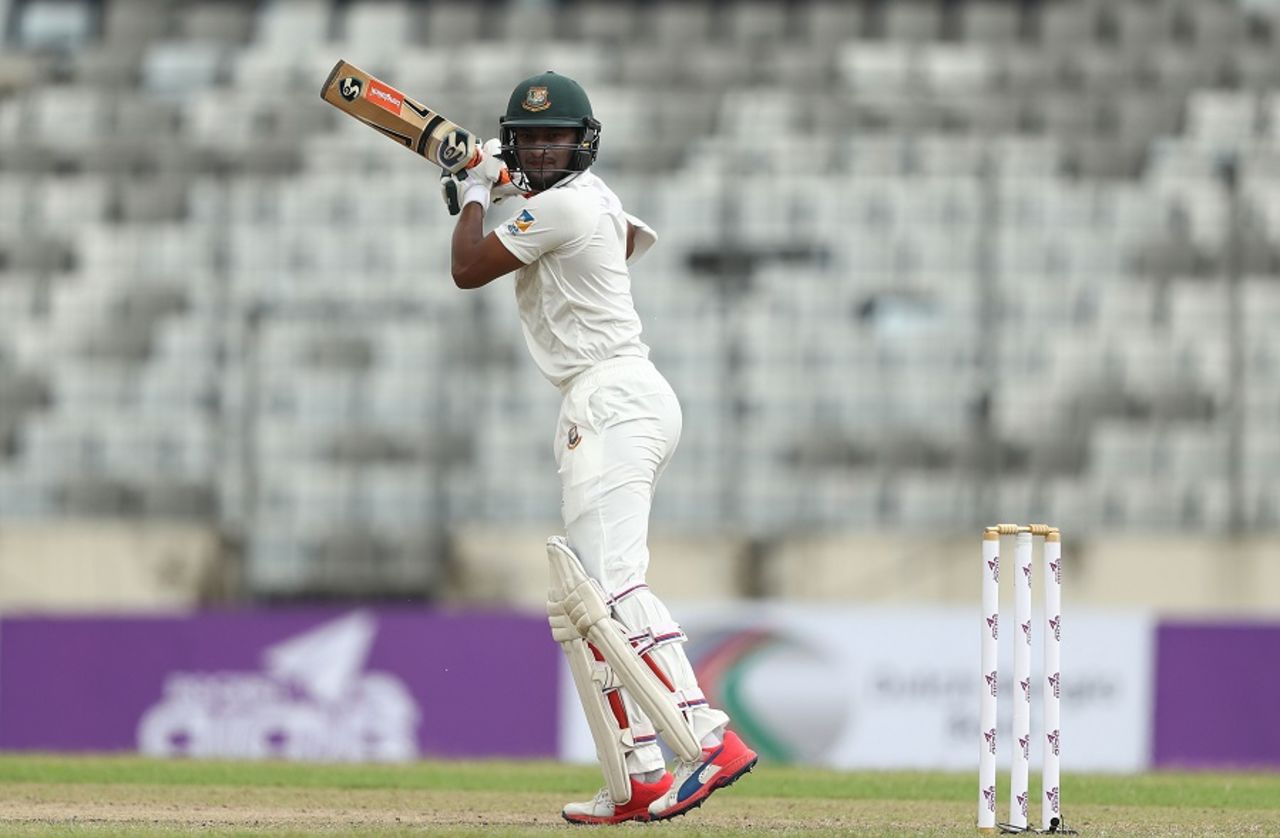 Shakib Al Hasan glides one away behind point, Bangladesh v Australia, 1st Test, Mirpur, 1st day, August 27, 2017