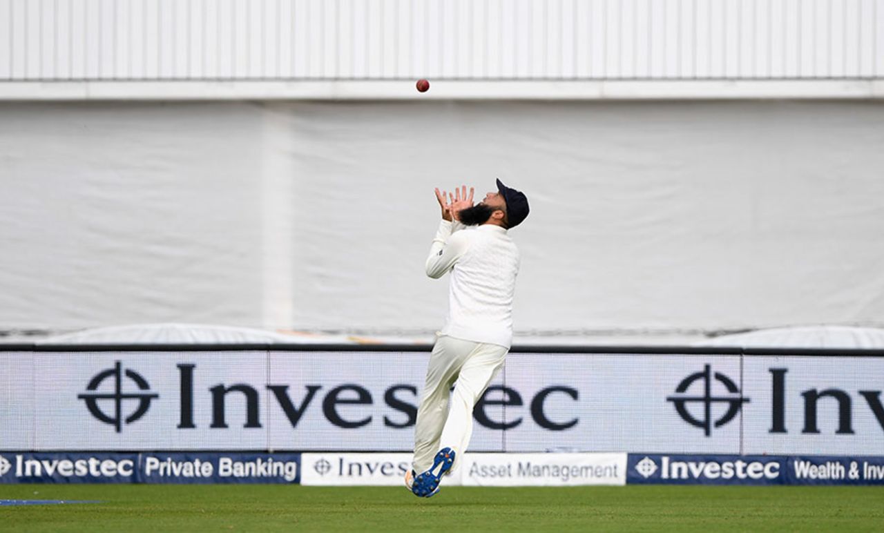 Moeen Ali held the tougher of the chances to come his way, England v West Indies, 2nd Investec Test, Headingley, 3rd day, August 27, 2017