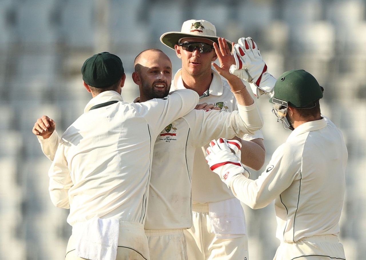 Nathan Lyon pushed his tally in Tests to 250, Bangladesh v Australia, 1st Test, Mirpur, 1st day, August 27, 2017