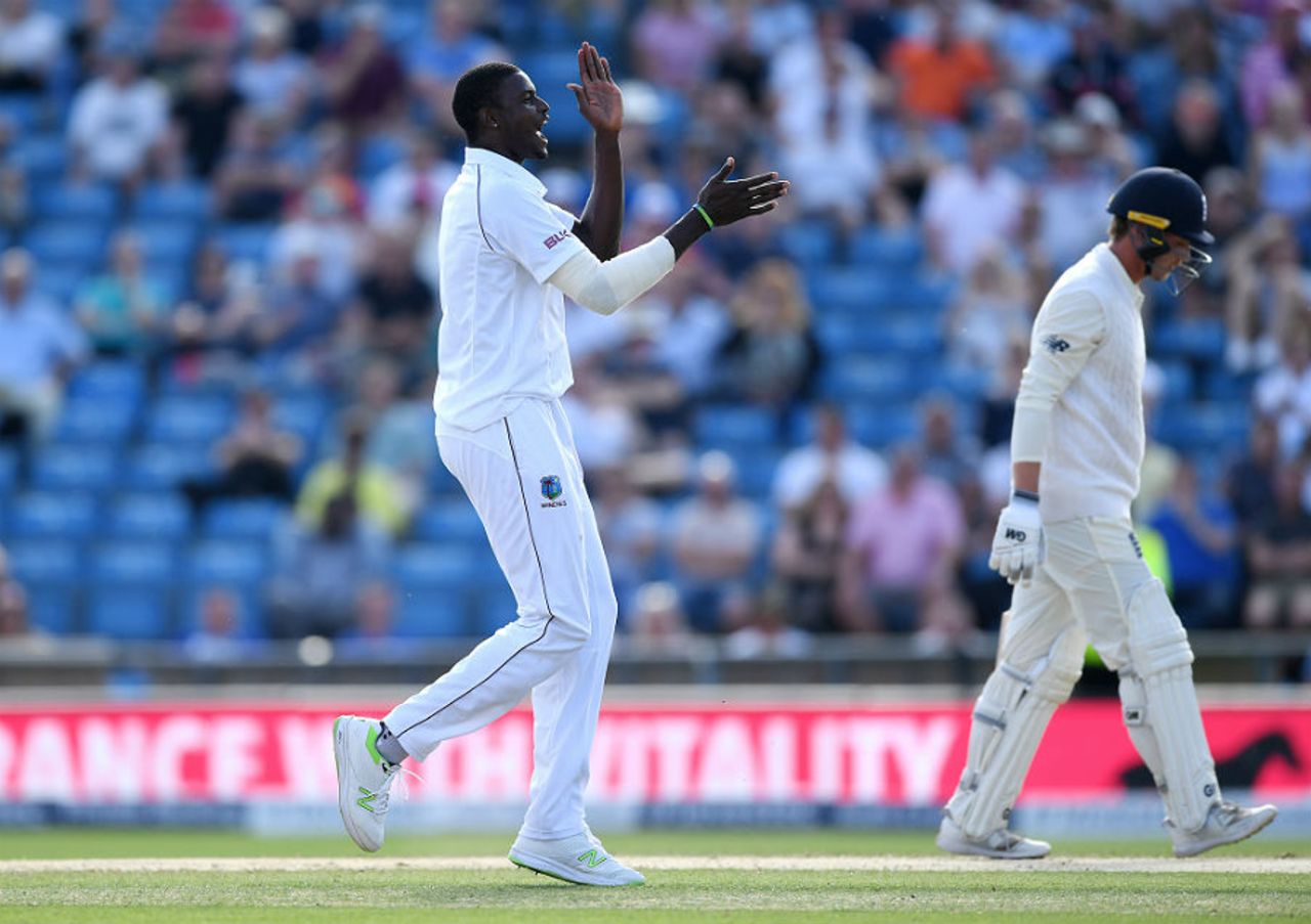 Jason Holder picked up his second wicket when Tom Westley fell for 8, England v West Indies, 2nd Investec Test, Headingley, 3rd day, August 27, 2017
