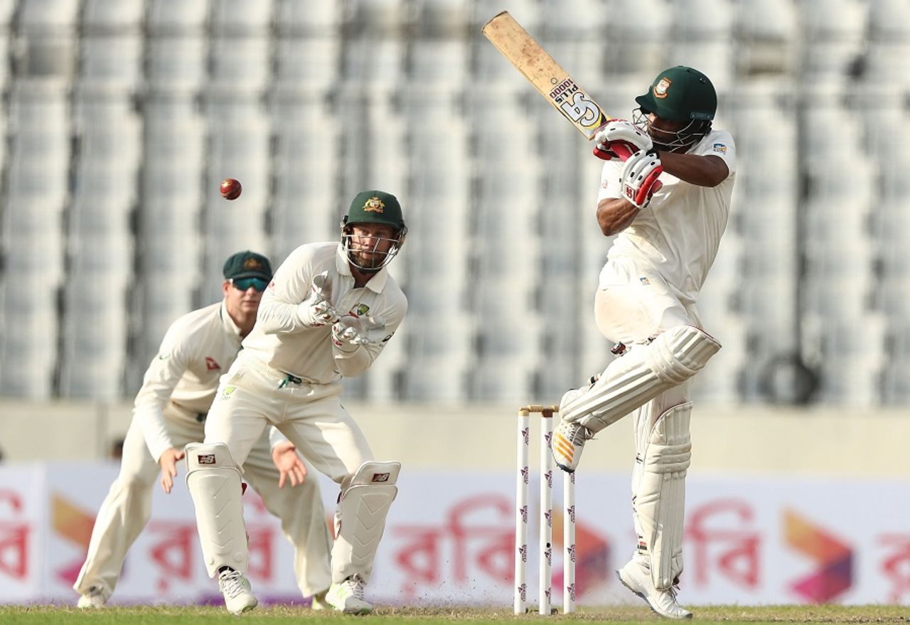 Tamim Iqbal flicks one into the leg side, Bangladesh v Australia, 1st Test, Mirpur, 2nd day, August 28, 2017