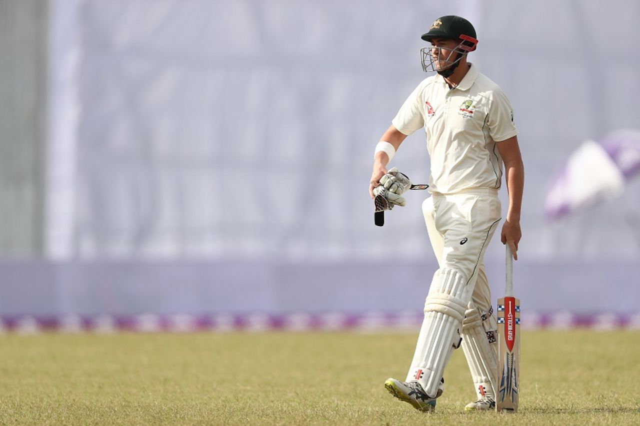 Matt Renshaw was trapped in front for 5, Bangladesh v Australia, 1st Test, Mirpur, 3rd day, August 29, 2017