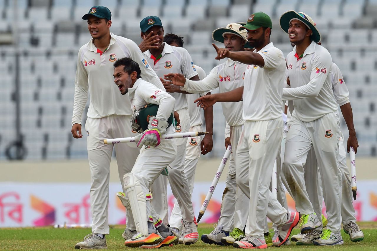 Bangladesh celebrate their maiden Test win over Australia, Bangladesh v Australia, 1st Test, Mirpur, 4th day, August 30, 2017