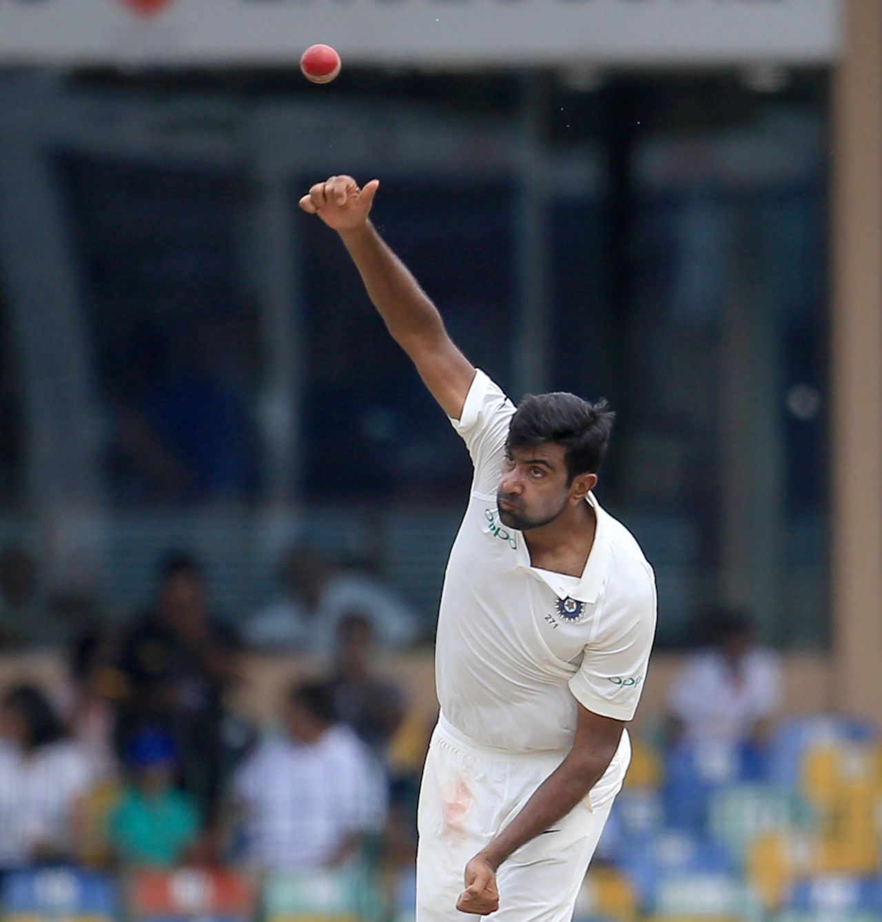 Ravi Ashwin in action, Sri Lanka v India, 2nd Test, SSC, Colombo, August 5, 2017