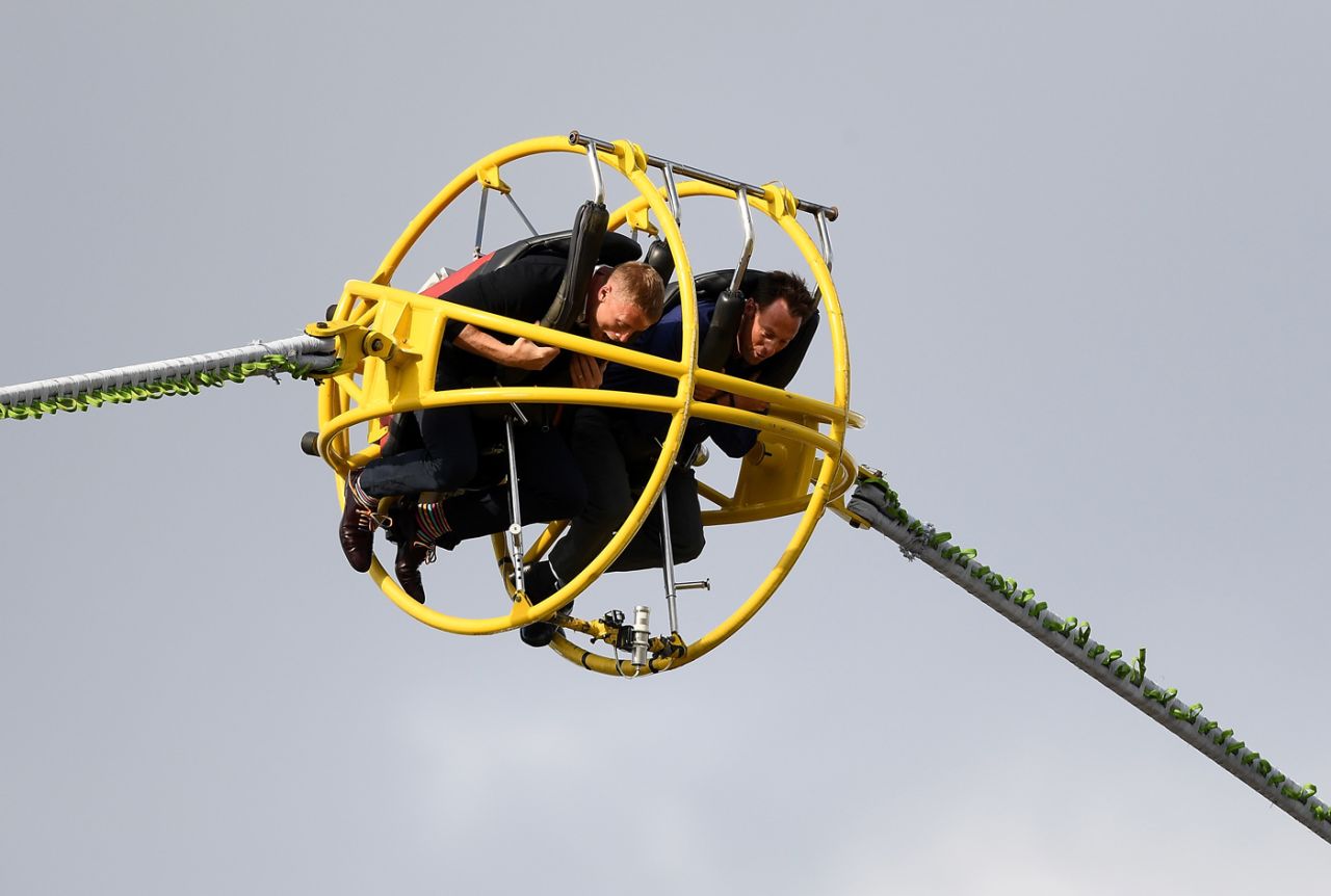 Andrew Flintoff and Marcus Trescothick in the bungee ball on Finals Day, NatWest T20 Blast, Edgbaston, September 2, 2017