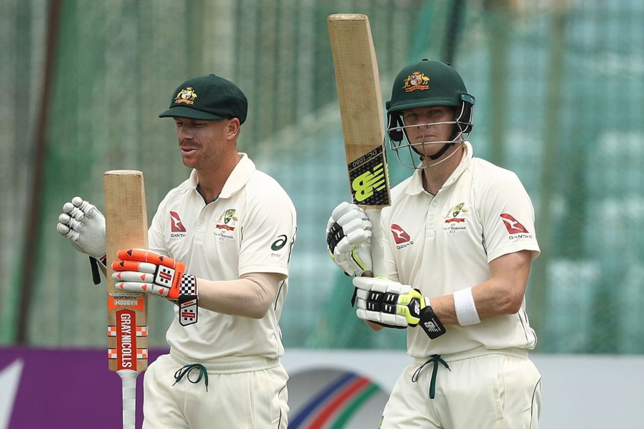David Warner and Steven Smith steadied Australia, Bangladesh v Australia, 2nd Test, Chittagong, 2nd day, September 5, 2017