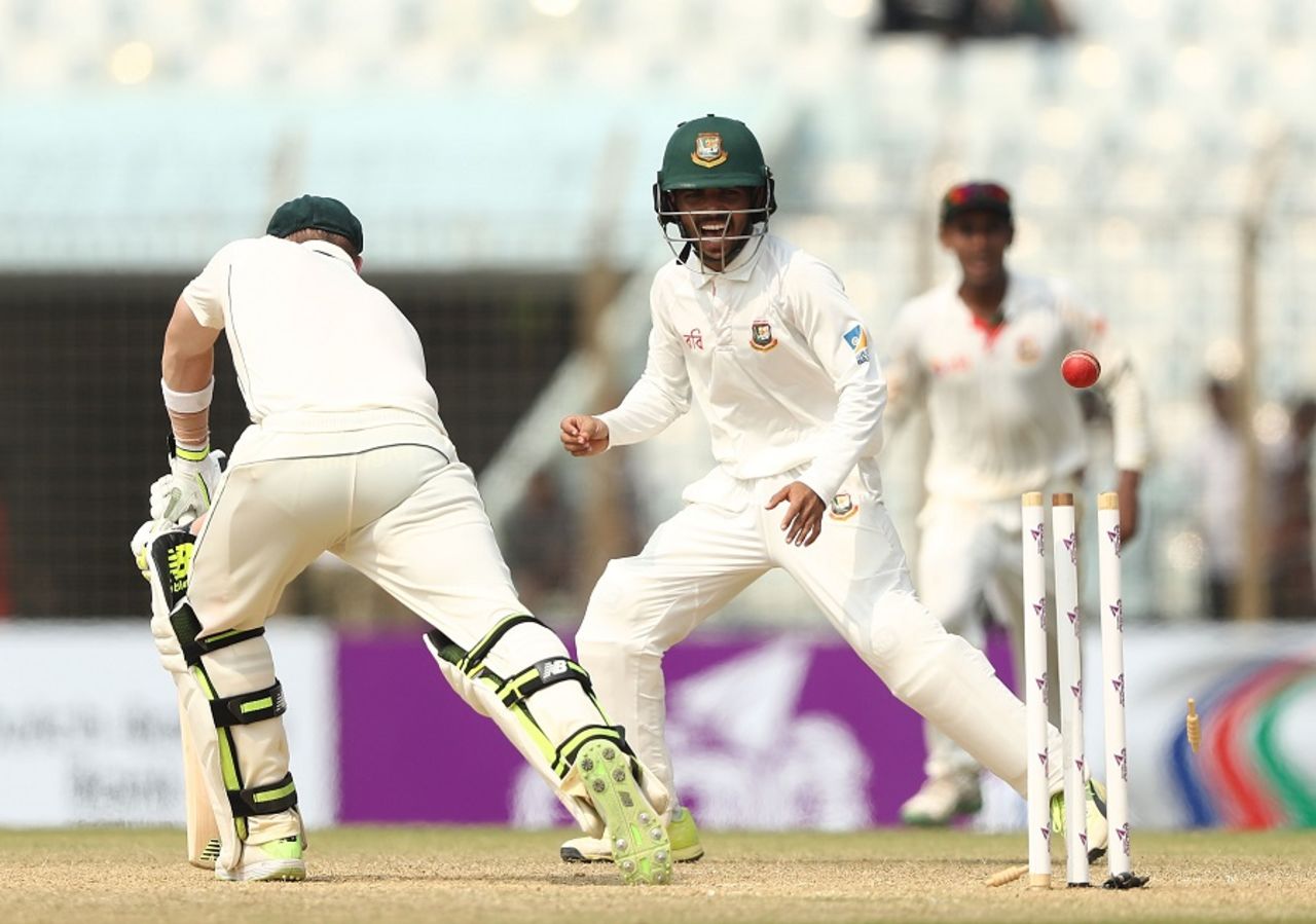 Steven Smith was bowled by Taijul Islam for 58, Bangladesh v Australia, 2nd Test, Chittagong, 2nd day, September 5, 2017