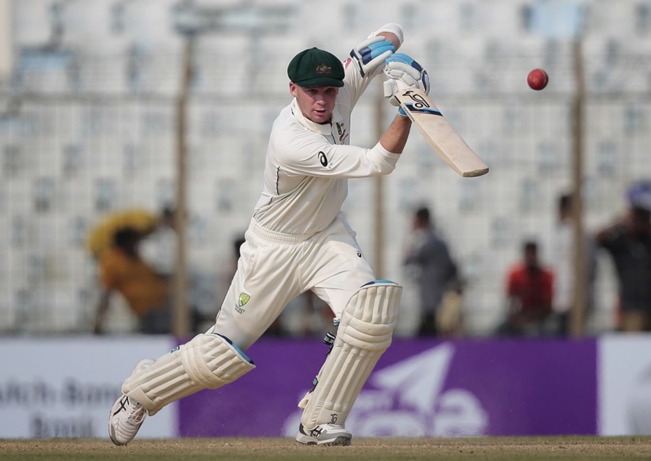 Peter Handscomb drives on the up, Bangladesh v Australia, 2nd Test, Chittagong, 2nd day, September 5, 2017