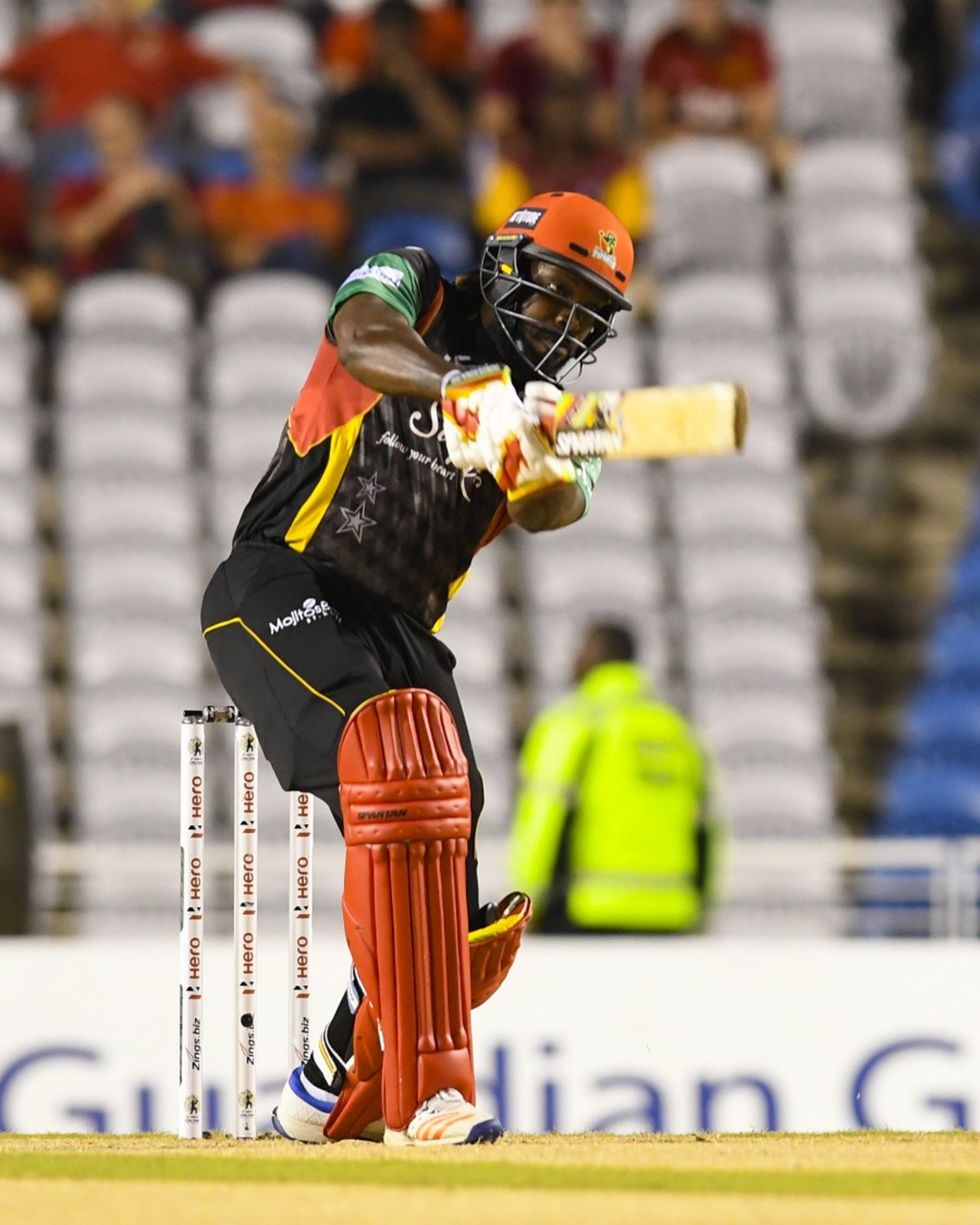 Chris Gayle carried his bat for Patriots to score 54, St Kitts and Nevis Patriots v Trinbago Knight Riders, CPL 1st Qualifier, Trinidad, 5 September, 2017