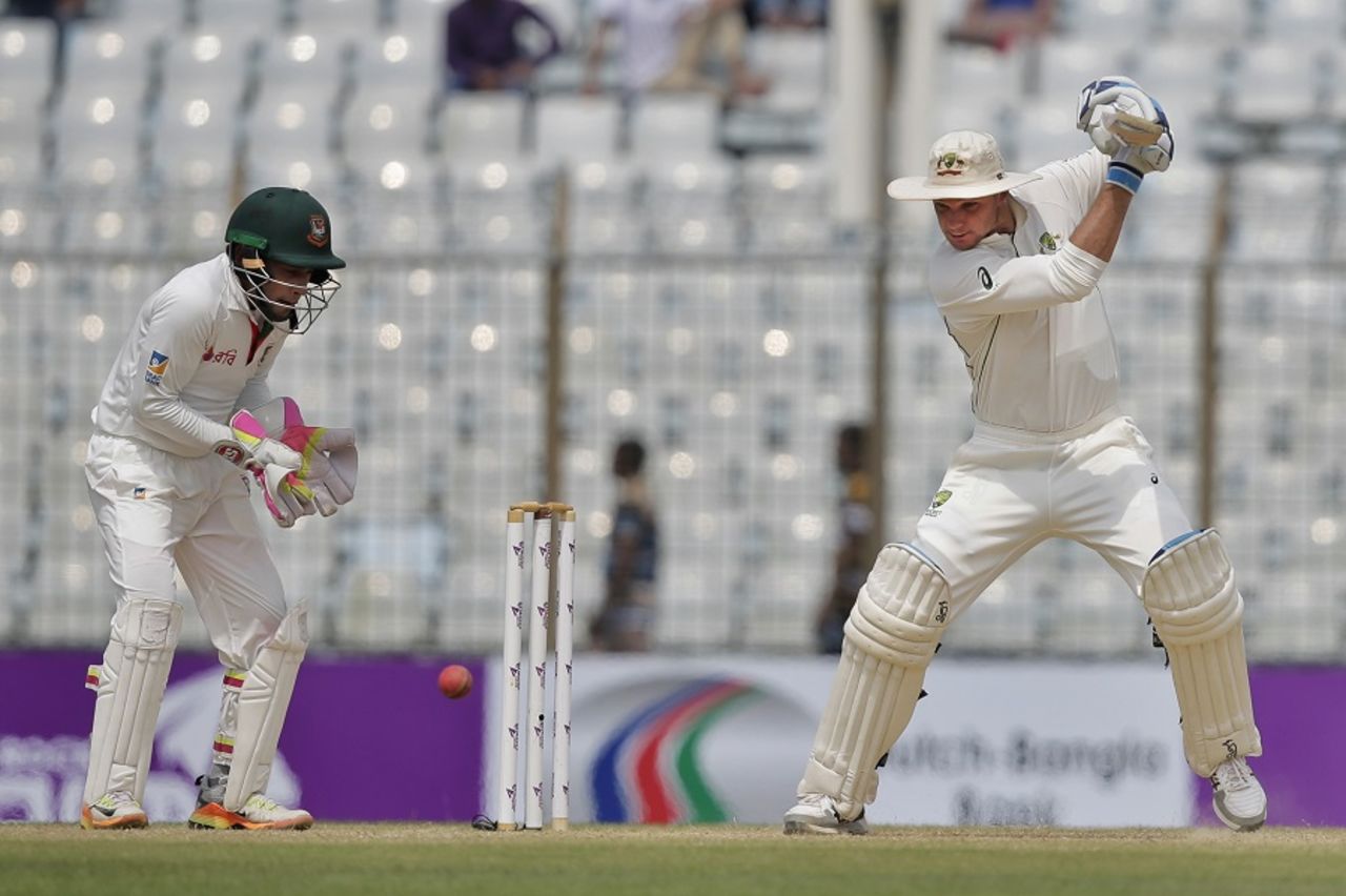 Peter Handscomb punches one square, Bangladesh v Australia, 2nd Test, Chittagong, 3rd day, September 6, 2017