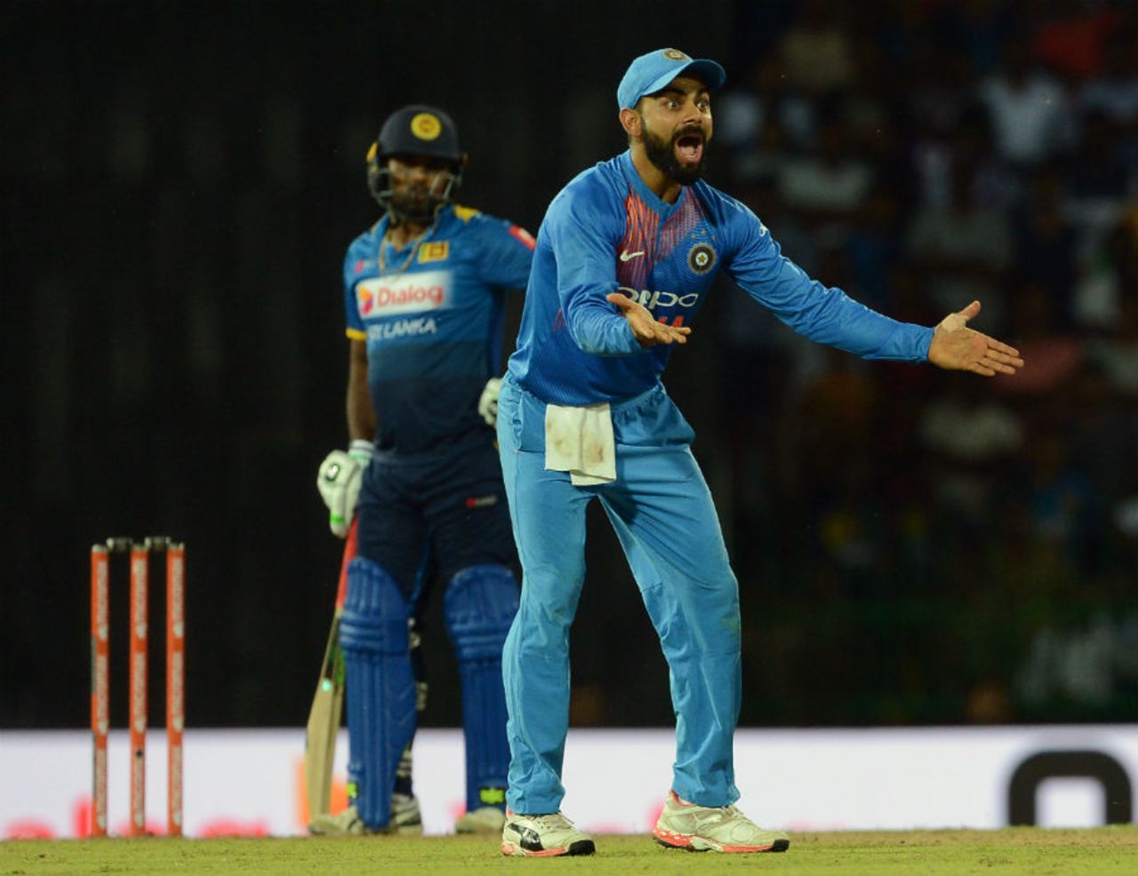 Virat Kohli implores for a caught behind decision, Sri Lanka v India, one-off T20I, Colombo, September 6, 2017