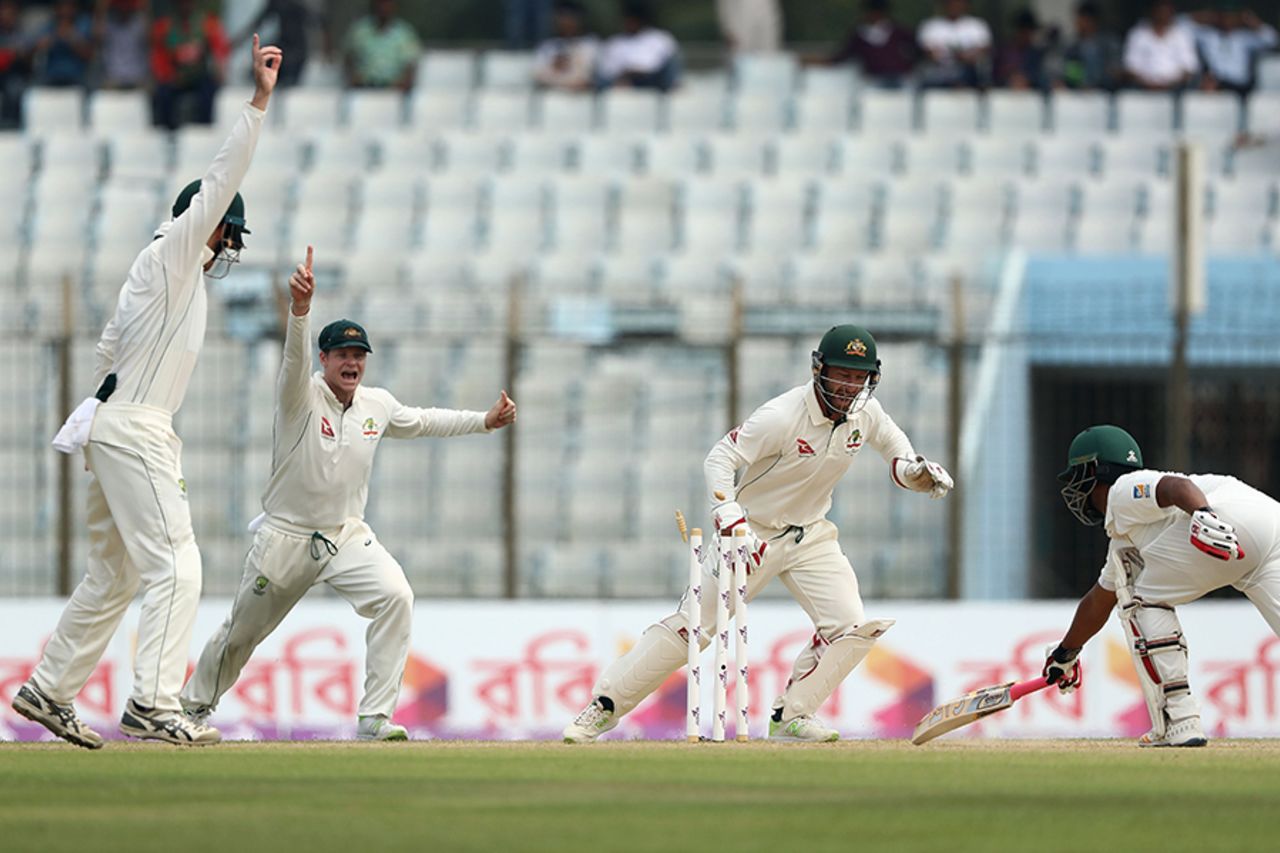 Tamim Iqbal is stumped, Bangladesh v Australia, 2nd Test, Chittagong, 4th day, September 7, 2017