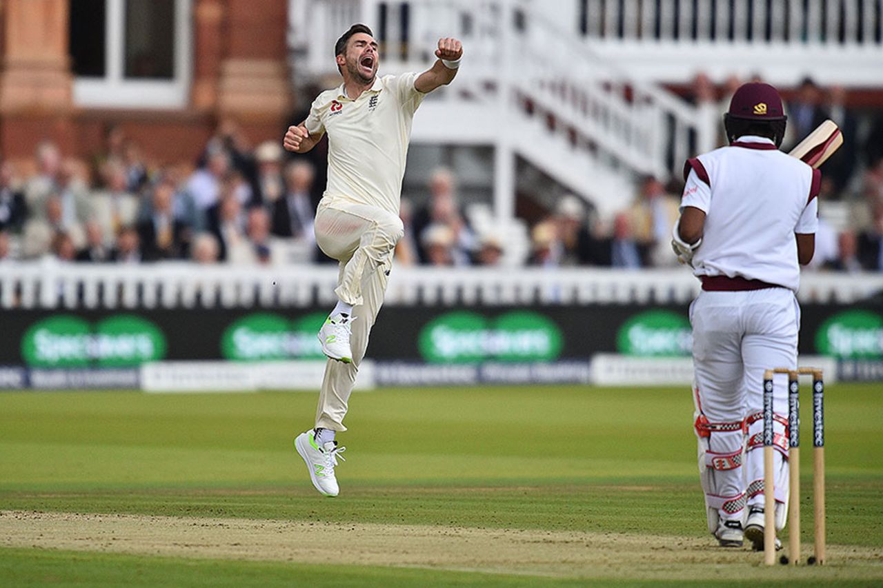 James Anderson had Kraigg Brathwaite caught behind for 10, England v West Indies, 3rd Investec Test, Lord's, 1st day, September 7, 2017